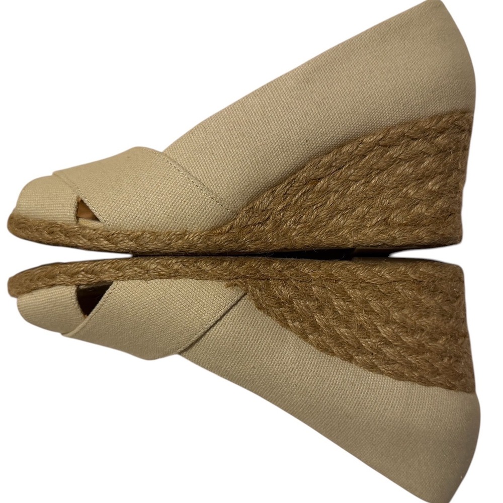 Adrienne Vittadini Bailee Beige Canvas Espadrille Wedge Sandals Womens 6.5M - Picture 2 of 12